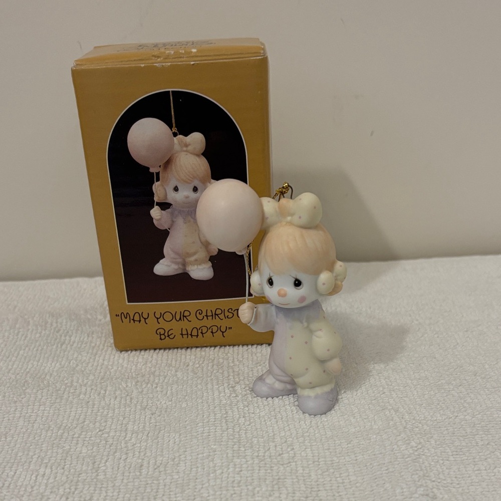 Porcelain Figurine with Balloons. May Your Christmas Be Happy
